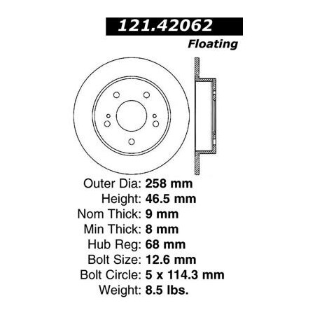 Centric C-Tek Standard Brake Rotor, C-Tek 121.42062 121.42062